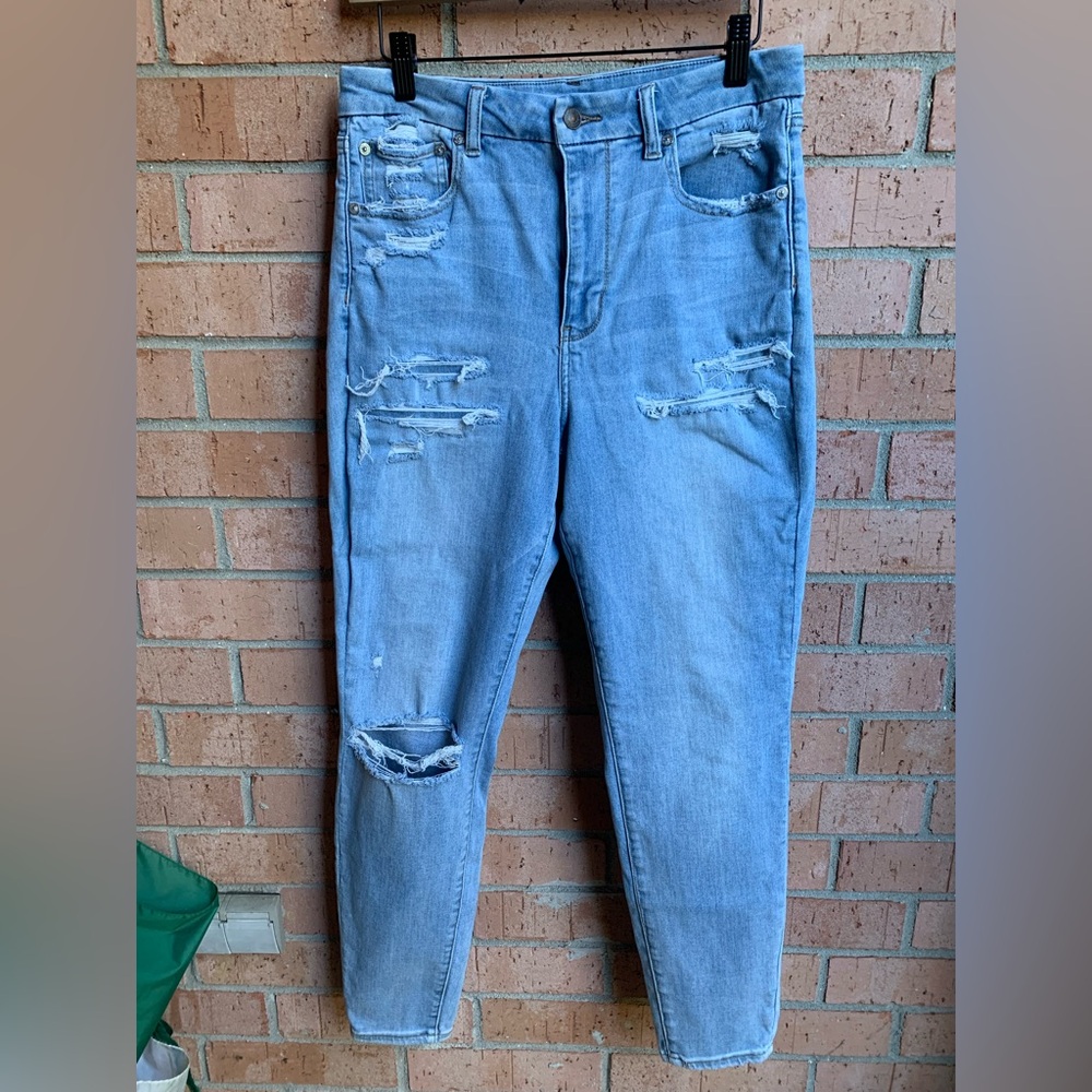 American Eagle Light Wash Curvy Super Hi-Rise Jegging Stretch Jeans Size 12